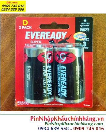 Eveready 1250-BP2; Pin D 1.5v Eveready 1250-BP2 R20P dòng Super Heavy Duty ( Vỉ giấy 02viên)